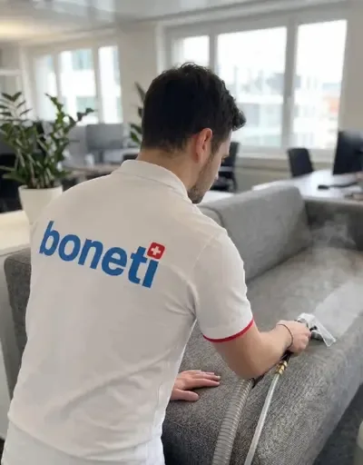 Boneti crew performing Upholstery Cleaning in Zurich